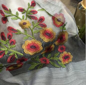 Silk wool embroidery flower color scarf wholesale