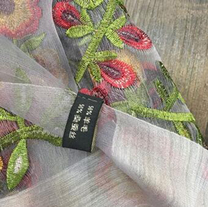 Silk wool embroidery flower color scarf wholesale