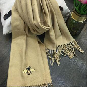 Female cashmere embroidered bee scarf wholesale