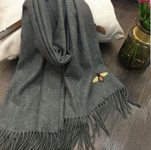 Female cashmere embroidered bee scarf wholesale
