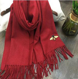 Female cashmere embroidered bee scarf wholesale