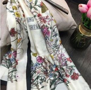 Imitation silk flower pattern shawls wholesale