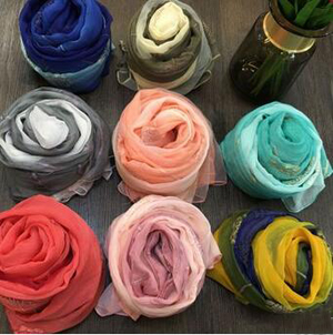 Female fabric flower mulberry silk scarf shawl wholesale