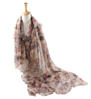 Wholesale Little Rose Print Balinese yarn scarf