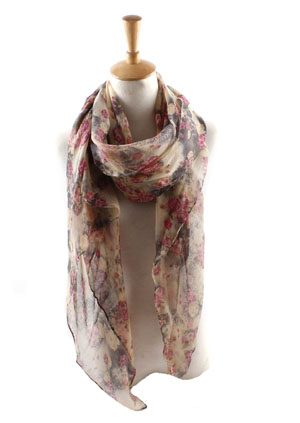 Wholesale Little Rose Print Balinese yarn scarf