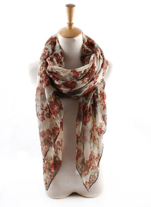 Wholesale Little Rose Print Balinese yarn scarf