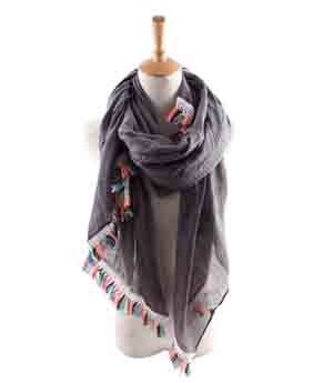 wholesale pure color lace cotton scarf