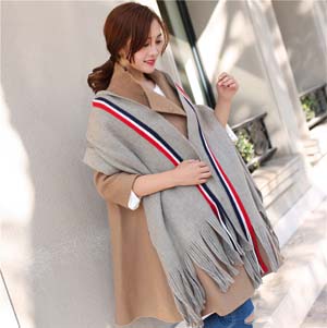 Wholesale striped solid color imitation cashmere scarf
