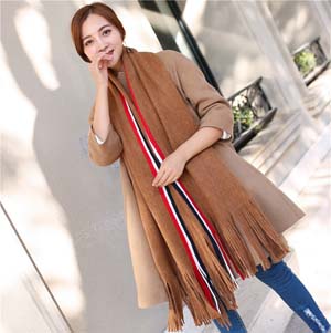 Wholesale striped solid color imitation cashmere scarf