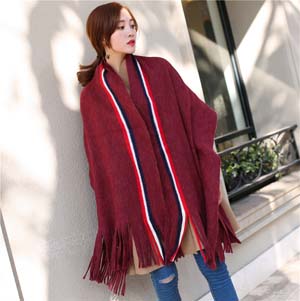 Wholesale striped solid color imitation cashmere scarf
