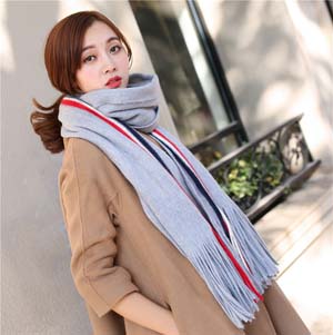 Wholesale striped solid color imitation cashmere scarf