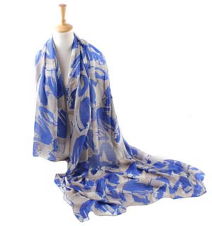 wholesale striped leaf linen scarves