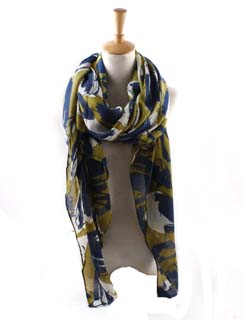 wholesale striped leaf linen scarves