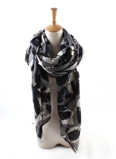 wholesale striped leaf linen scarves