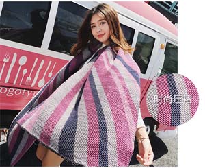 Wholesale striped fold imitation cashmere scarf