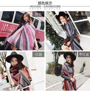 Wholesale striped fold imitation cashmere scarf