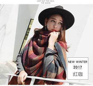 Wholesale striped fold imitation cashmere scarf