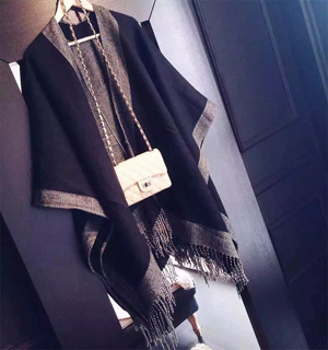 Wholesale monochrome tassel wool scarf