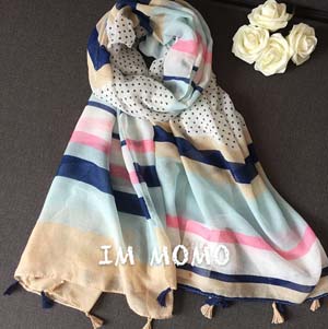 Wholesale fine striped cotton scarf