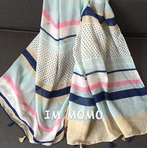Wholesale fine striped cotton scarf