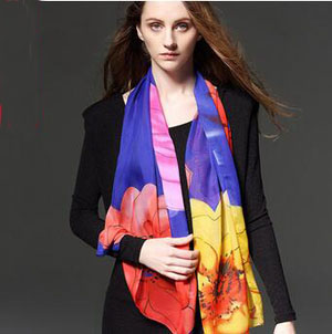 Female spring flowers printed chiffon scarves
