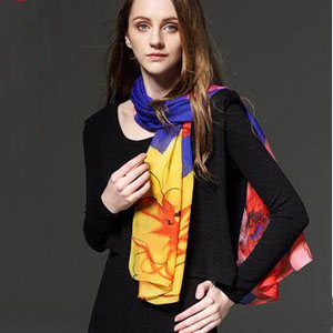 Female spring flowers printed chiffon scarves