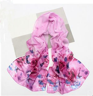 Female spring flowers printed chiffon scarves