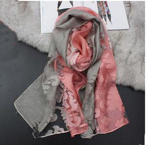 Double color organza hollow out cut flower bud silk scarf
