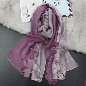 Double color organza hollow out cut flower bud silk scarf