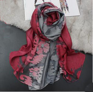 Double color organza hollow out cut flower bud silk scarf
