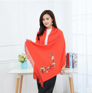 Folk embroidery imitation wool embroidery fringed shawl