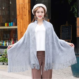 Wholesale plain color stain weave winter with Tassel scarf