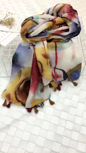 women cotton tassel scarf