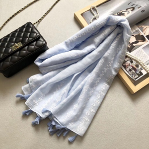 wholesale flower design cotton shawl nepal fashion tassel scarf