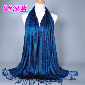 plain colored gold thread tassel lady wrap scarf