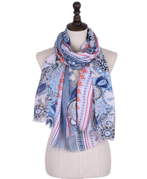 New sequined printed cotton scarf Amazonia cashew tassels scarves