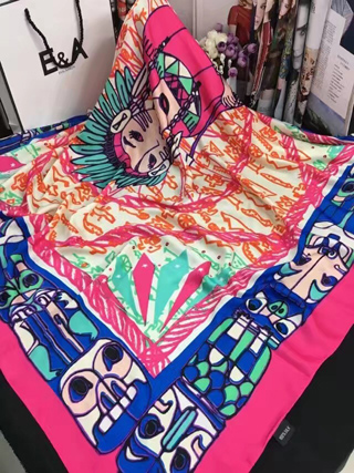 custom satin print square scarf 110