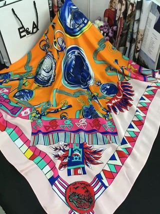 custom satin print square scarf 110