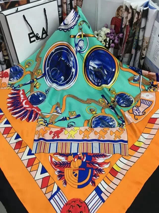 custom satin print square scarf 110