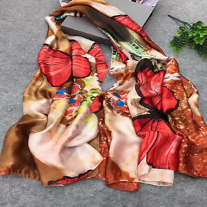 Female butterfly painted silk scarf wholesale