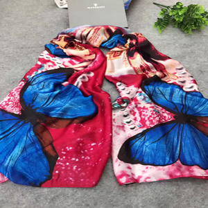 Female butterfly painted silk scarf wholesale