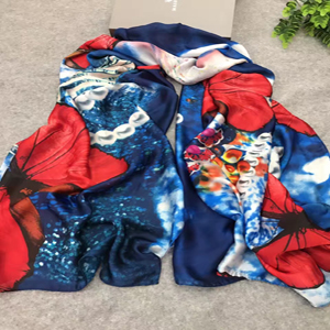 Female butterfly painted silk scarf wholesale