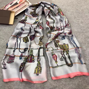 Female long hang drop pattern silk scarf wholesale