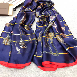 Female long hang drop pattern silk scarf wholesale
