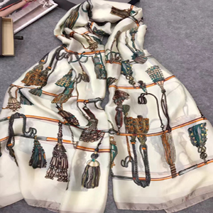 Female long hang drop pattern silk scarf wholesale