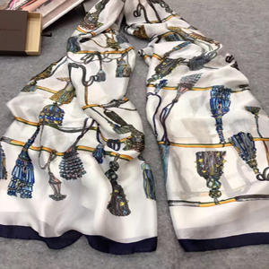 Female long hang drop pattern silk scarf wholesale