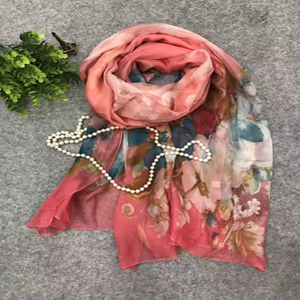 Female rose pattern silk scarf wholesale