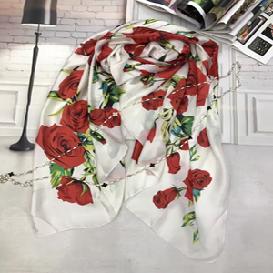Female rose pattern silk scarf wholesale