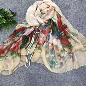 Female rose pattern silk scarf wholesale