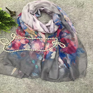 Female rose pattern silk scarf wholesale